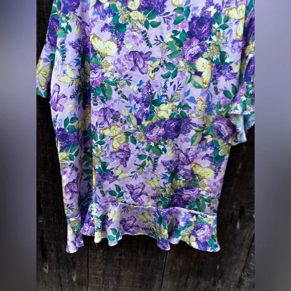 NWOT Victoria’s Secret Purple & Yellow Floral Bathrobe Lingerie - Picture 11 of 11